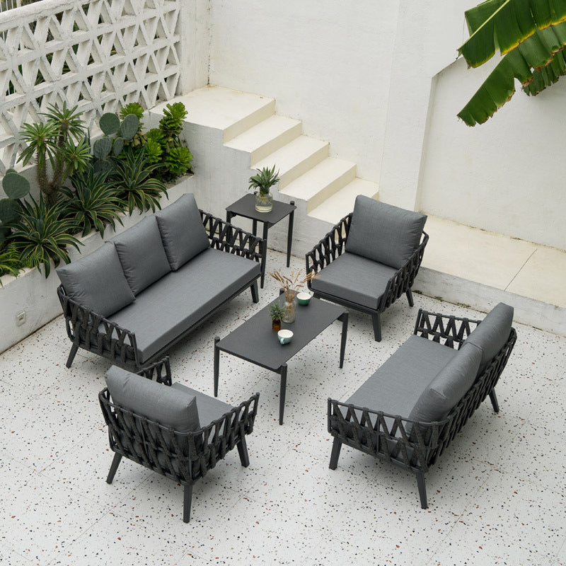 Industrial-Style Outdoor Coffee Table – Sturdy 4-Leg Construction for Balcony & Garden Stability