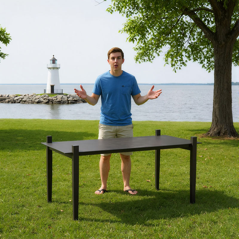 Industrial-Style Outdoor Coffee Table – Sturdy 4-Leg Construction for Balcony & Garden Stability