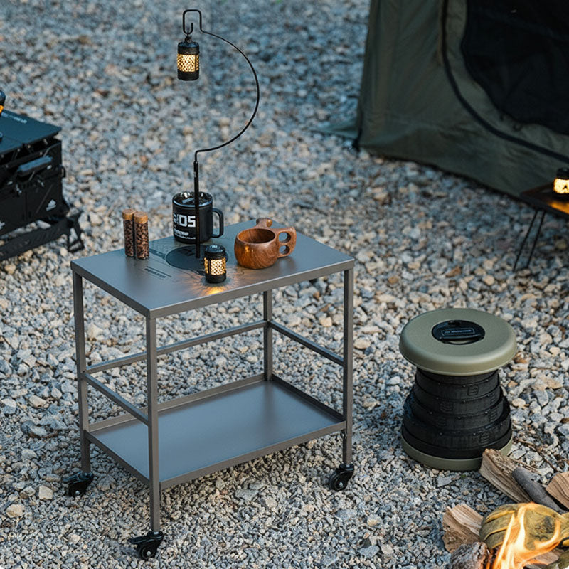 All-Purpose Outdoor Cart End Table with 2-Tier Movable Storage for Gardens & Outdoor Patios