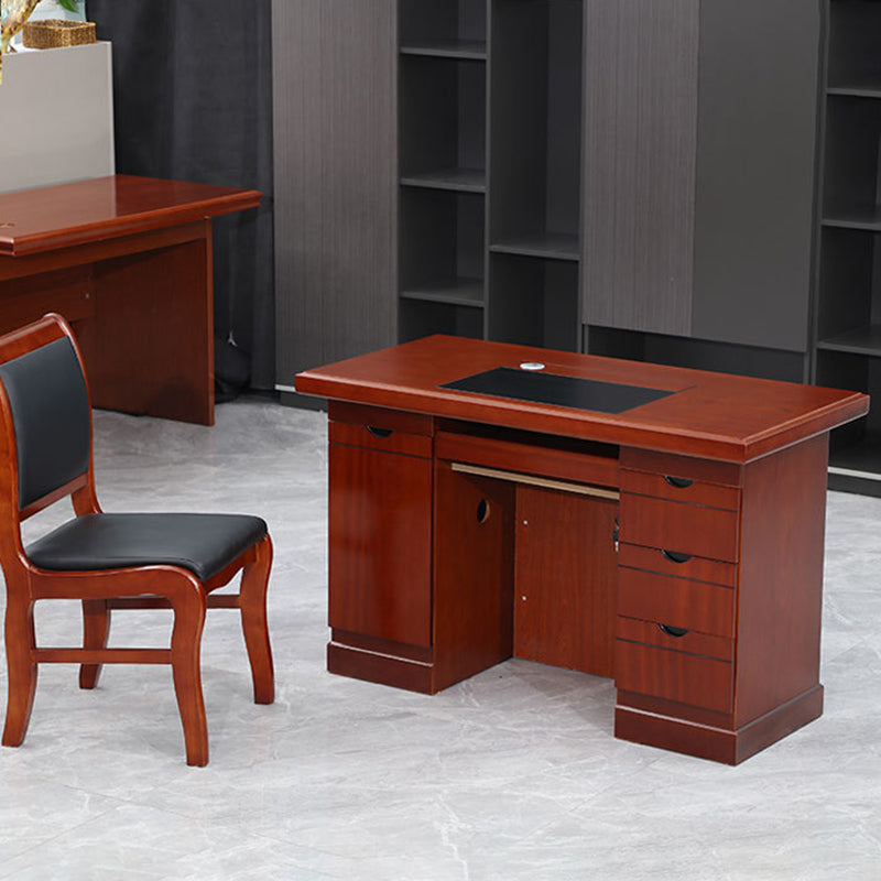 Chic Contemporary-Retro MDF Rectangular Desk with 3 Drawers and 1 Cabinet for Home Office & Study