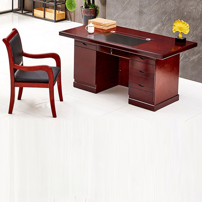 Chic Contemporary-Retro MDF Rectangular Desk with 3 Drawers and 1 Cabinet for Home Office & Study