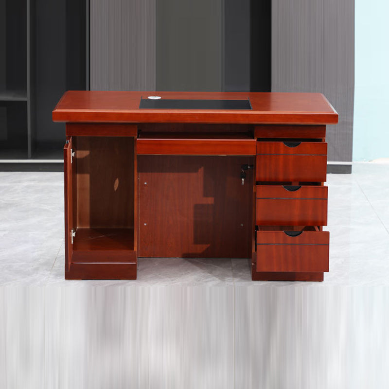 Chic Contemporary-Retro MDF Rectangular Desk with 3 Drawers and 1 Cabinet for Home Office & Study