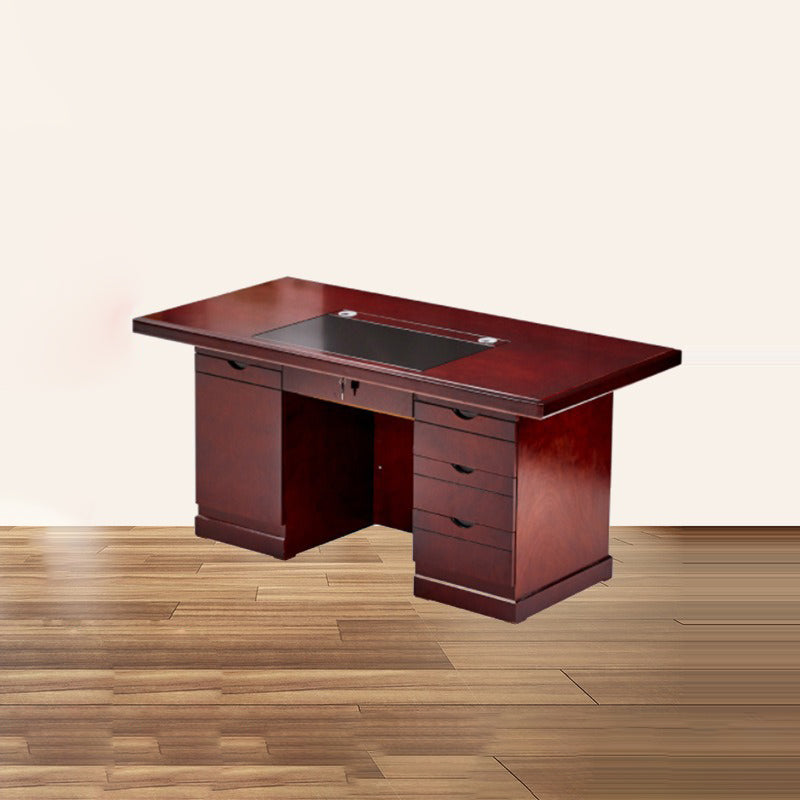 Chic Contemporary-Retro MDF Rectangular Desk with 3 Drawers and 1 Cabinet for Home Office & Study