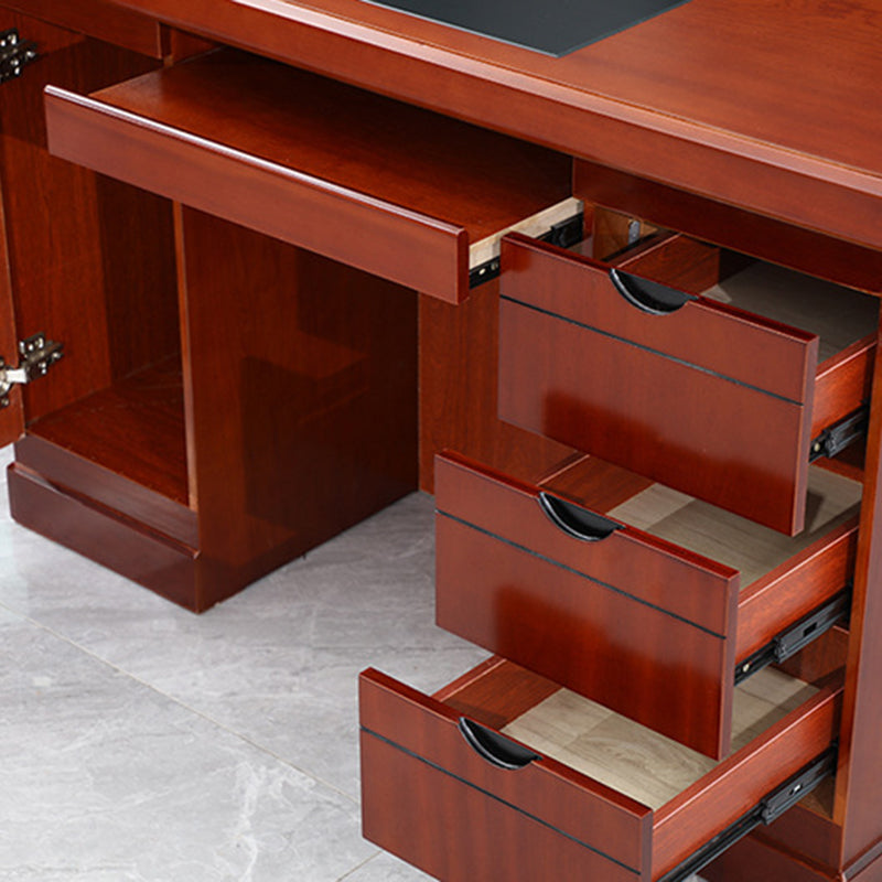 Chic Contemporary-Retro MDF Rectangular Desk with 3 Drawers and 1 Cabinet for Home Office & Study