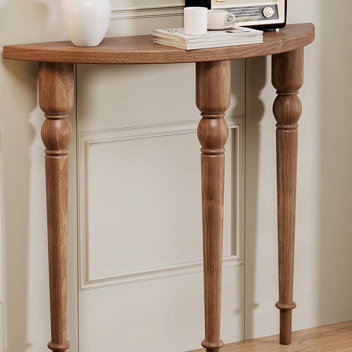 Elegant Traditional French Wood Roman Column Half-Round Console Table with Symmetrical Design — Perfect Entryway Accent