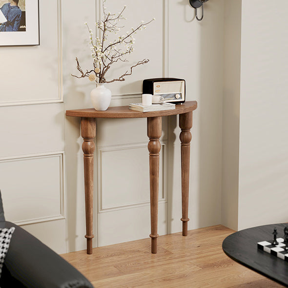 Elegant Traditional French Wood Roman Column Half-Round Console Table with Symmetrical Design — Perfect Entryway Accent