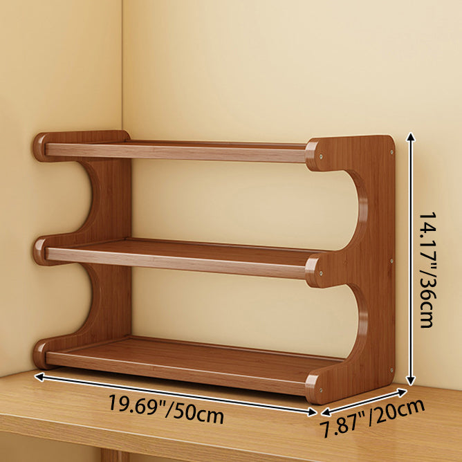 Elegant Traditional Chinese MDF & Bamboo Rectangular E-Shaped Bookshelf - 2/3/4-Tier Storage for Living Room & Bedroom