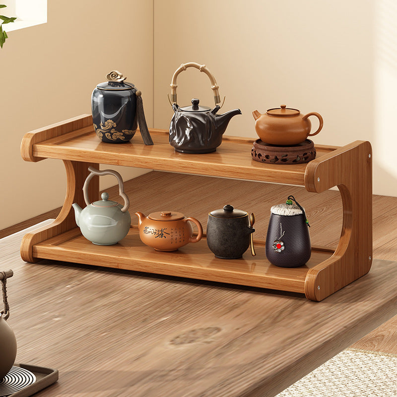 Elegant Traditional Chinese MDF & Bamboo Rectangular E-Shaped Bookshelf - 2/3/4-Tier Storage for Living Room & Bedroom