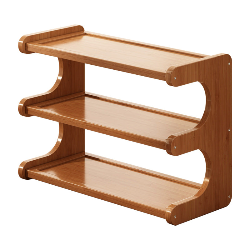 Elegant Traditional Chinese MDF & Bamboo Rectangular E-Shaped Bookshelf - 2/3/4-Tier Storage for Living Room & Bedroom