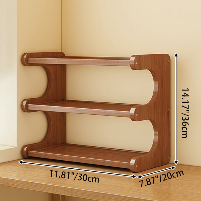 Elegant Traditional Chinese MDF & Bamboo Rectangular E-Shaped Bookshelf - 2/3/4-Tier Storage for Living Room & Bedroom