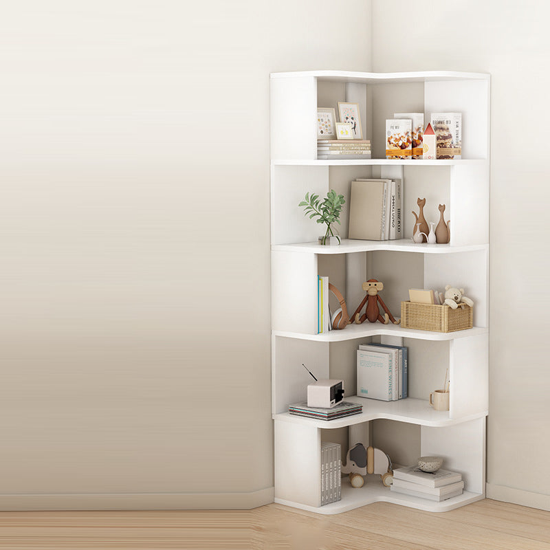 Modern Nordic Solid Wood L-Shaped Corner Bookshelf with 4- or 5-Tier Storage for Home Office & Study