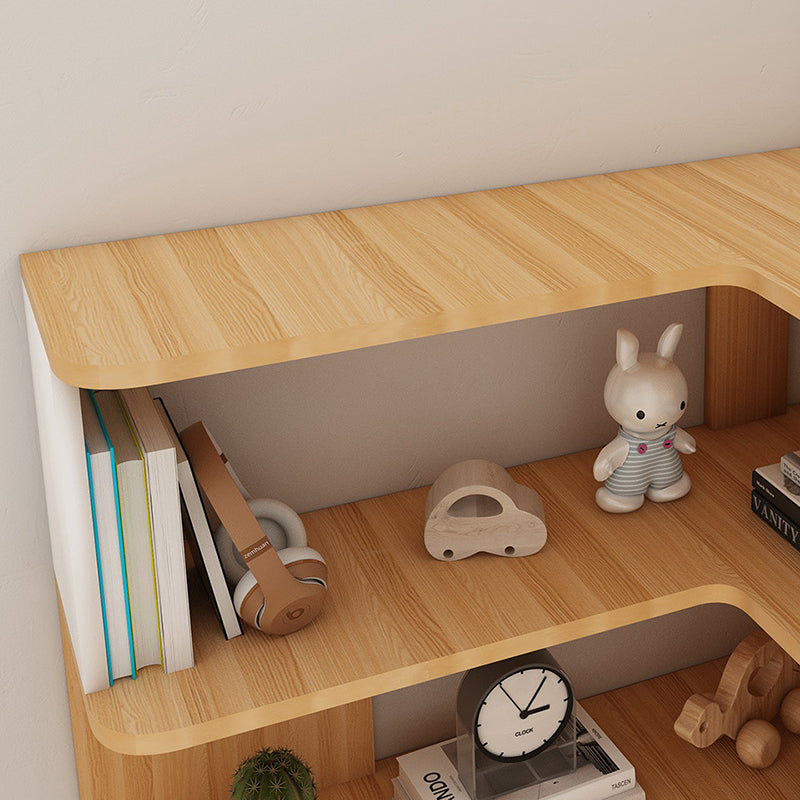 Modern Nordic Solid Wood L-Shaped Corner Bookshelf with 4- or 5-Tier Storage for Home Office & Study