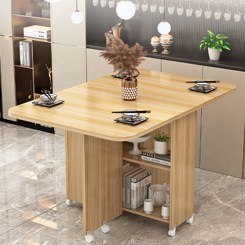 Modern Minimalist MDF Folding Dining Table - Extendable to 6 Seats, Square & Rectangular Design with Built-In Storage Cabinets