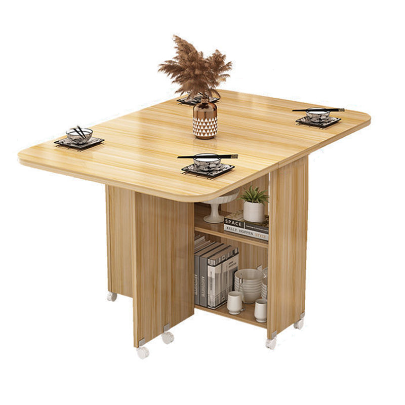 Modern Minimalist MDF Folding Dining Table - Extendable to 6 Seats, Square & Rectangular Design with Built-In Storage Cabinets