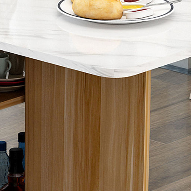 Modern Minimalist MDF Folding Dining Table - Extendable to 6 Seats, Square & Rectangular Design with Built-In Storage Cabinets