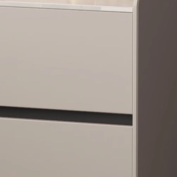 Modern Minimalist Nightstand — Solid Wood & Microfiber Leather, Rectangular Slab Design, 2-Drawer Bedroom Table