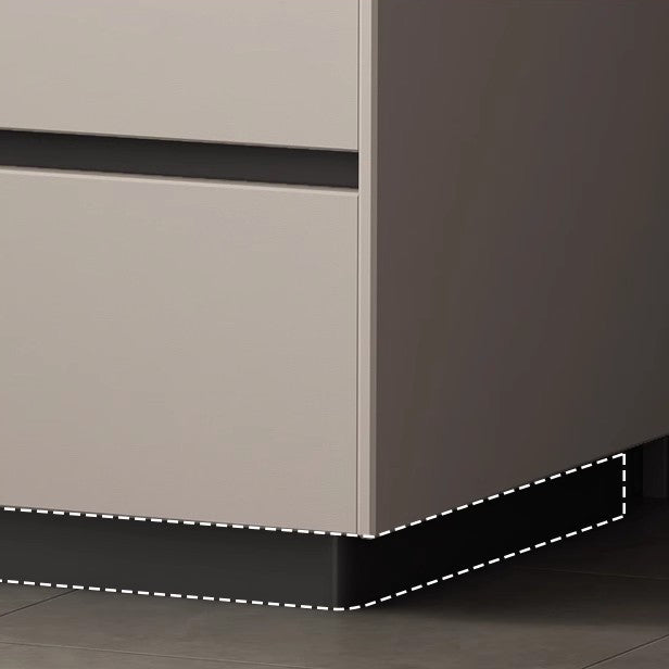 Modern Minimalist Nightstand — Solid Wood & Microfiber Leather, Rectangular Slab Design, 2-Drawer Bedroom Table