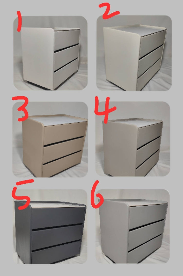 Modern Minimalist Nightstand — Solid Wood & Microfiber Leather, Rectangular Slab Design, 2-Drawer Bedroom Table