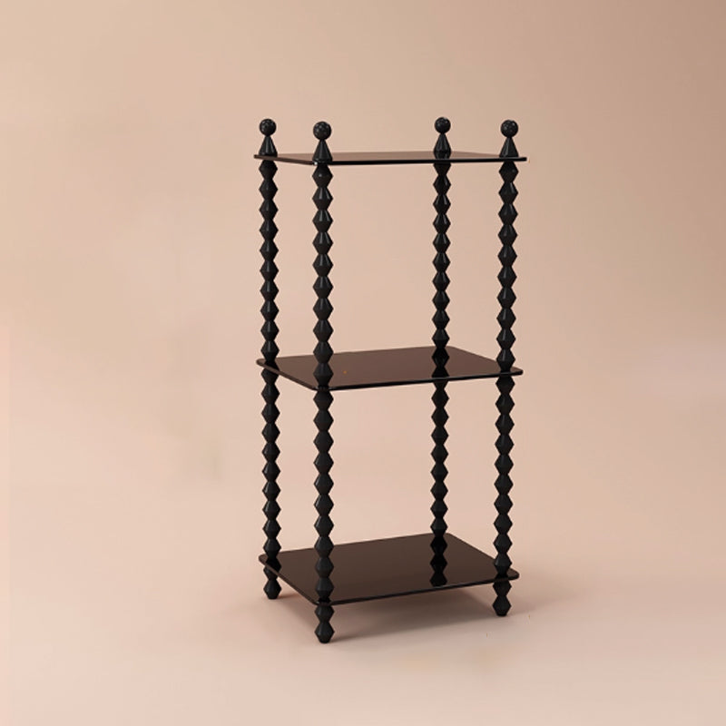Traditional French-Style Solid Rubberwood & Acrylic Rectangular Spiral Column Display Rack – 2/3/4/5-Tier for Living Room or Bedroom