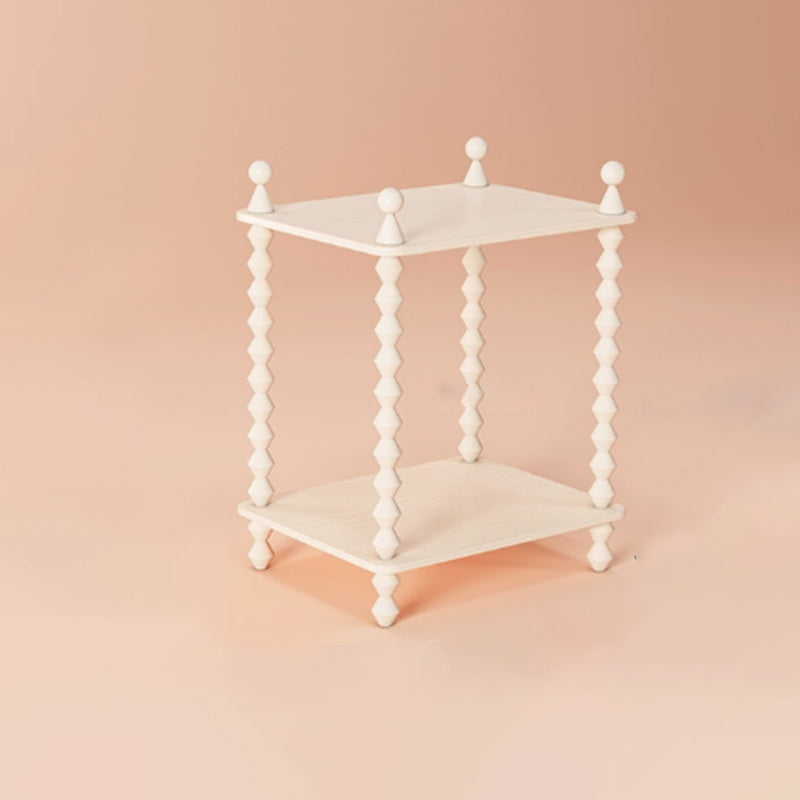Traditional French-Style Solid Rubberwood & Acrylic Rectangular Spiral Column Display Rack – 2/3/4/5-Tier for Living Room or Bedroom