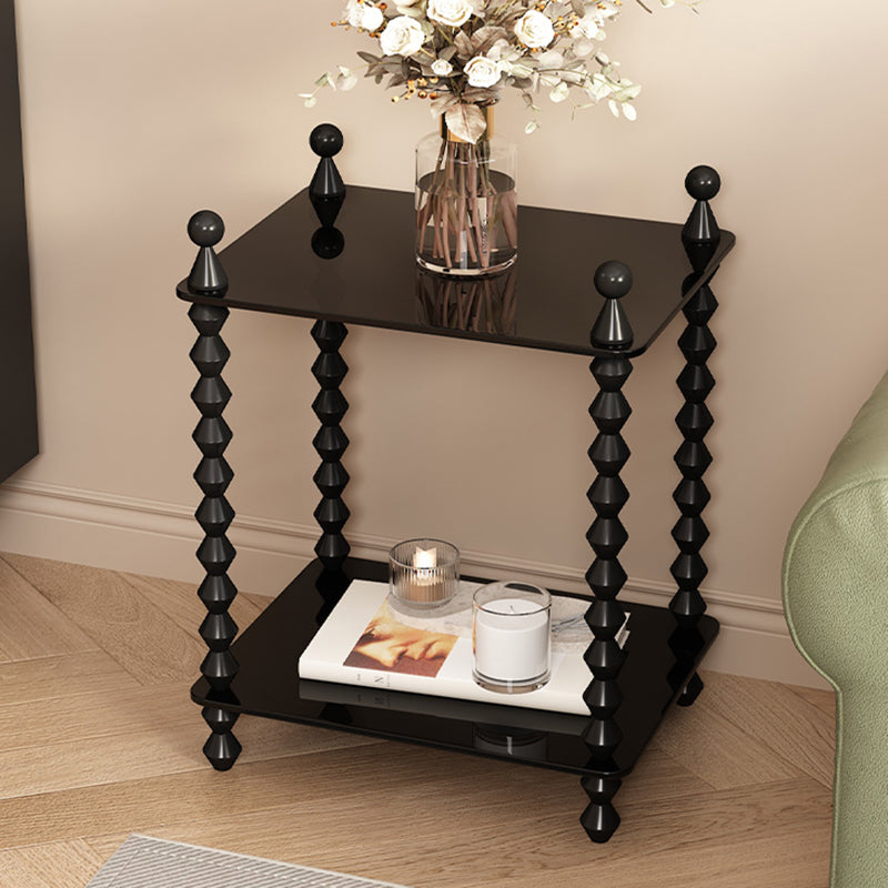 Traditional French-Style Solid Rubberwood & Acrylic Rectangular Spiral Column Display Rack – 2/3/4/5-Tier for Living Room or Bedroom