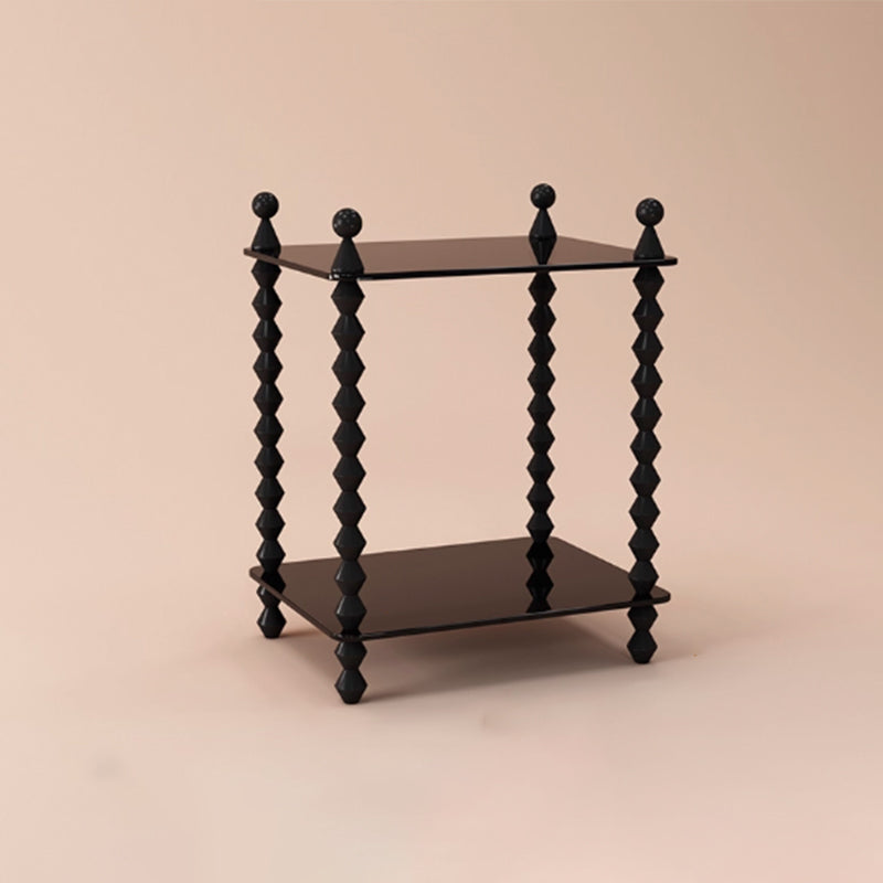 Traditional French-Style Solid Rubberwood & Acrylic Rectangular Spiral Column Display Rack – 2/3/4/5-Tier for Living Room or Bedroom