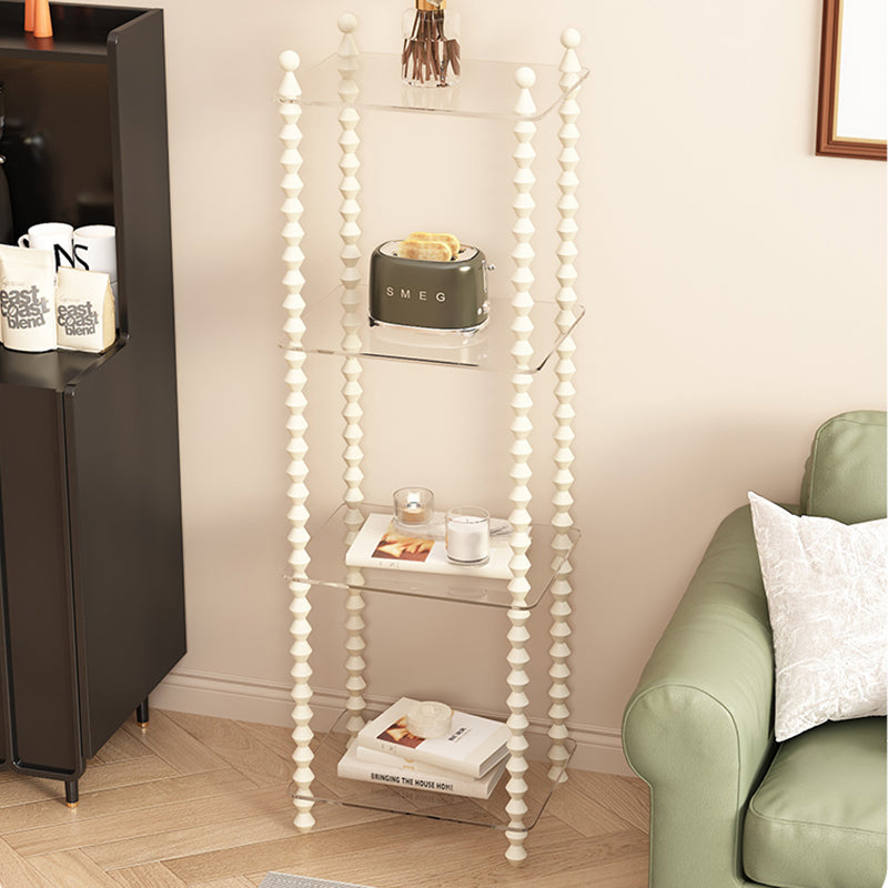 Traditional French-Style Solid Rubberwood & Acrylic Rectangular Spiral Column Display Rack – 2/3/4/5-Tier for Living Room or Bedroom