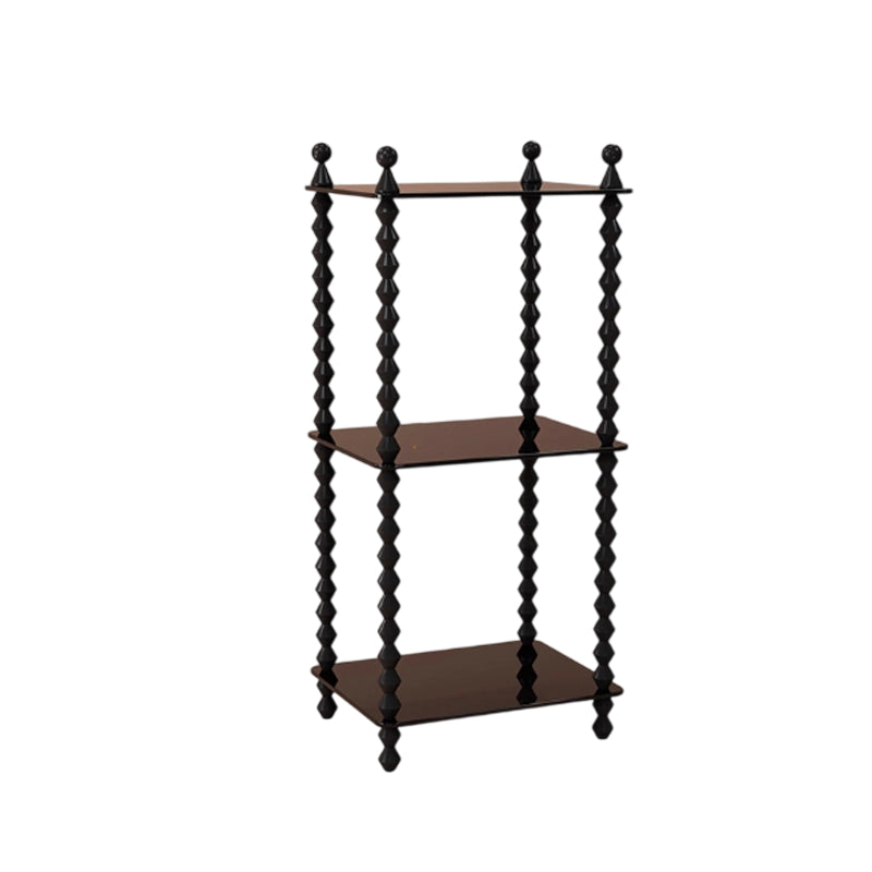 Traditional French-Style Solid Rubberwood & Acrylic Rectangular Spiral Column Display Rack – 2/3/4/5-Tier for Living Room or Bedroom