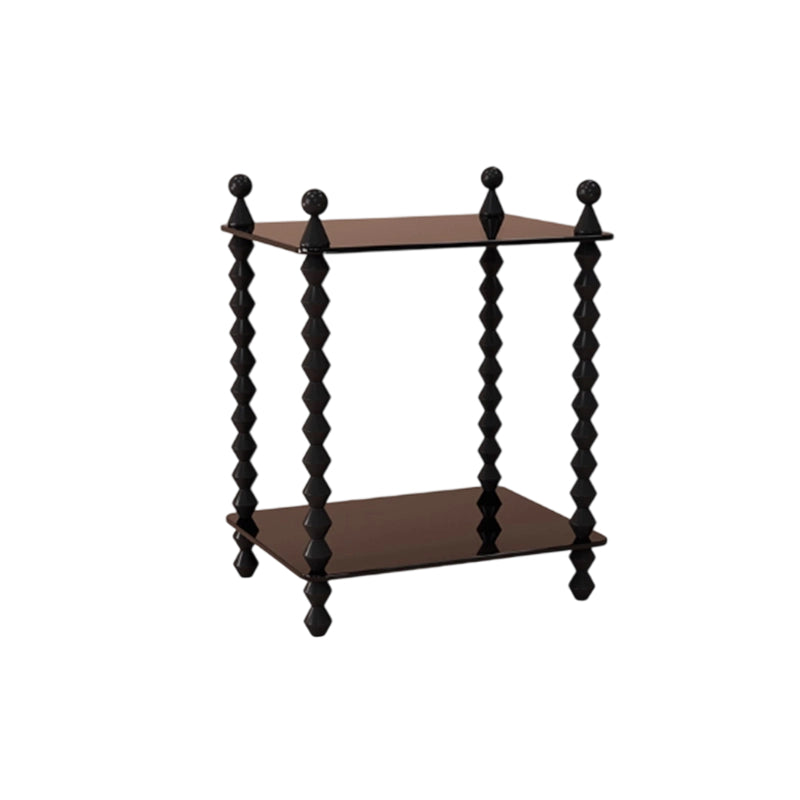 Traditional French-Style Solid Rubberwood & Acrylic Rectangular Spiral Column Display Rack – 2/3/4/5-Tier for Living Room or Bedroom