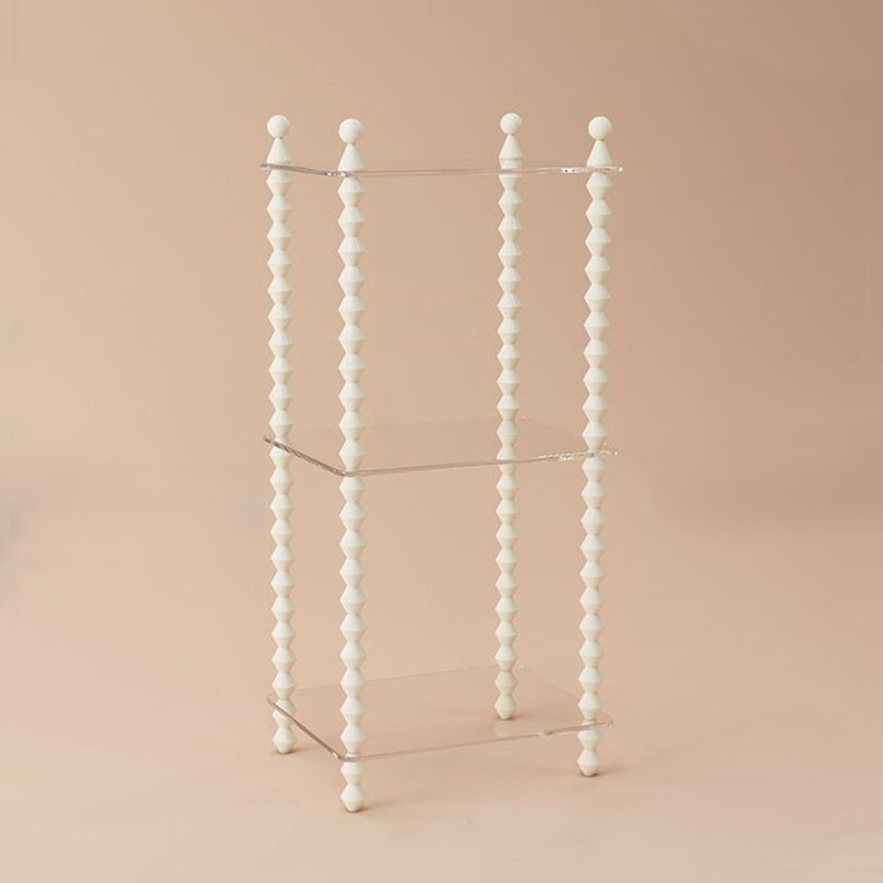 Traditional French-Style Solid Rubberwood & Acrylic Rectangular Spiral Column Display Rack – 2/3/4/5-Tier for Living Room or Bedroom