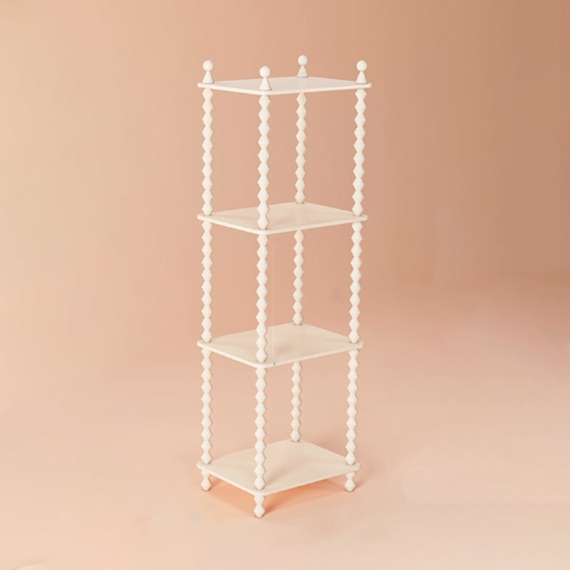 Traditional French-Style Solid Rubberwood & Acrylic Rectangular Spiral Column Display Rack – 2/3/4/5-Tier for Living Room or Bedroom
