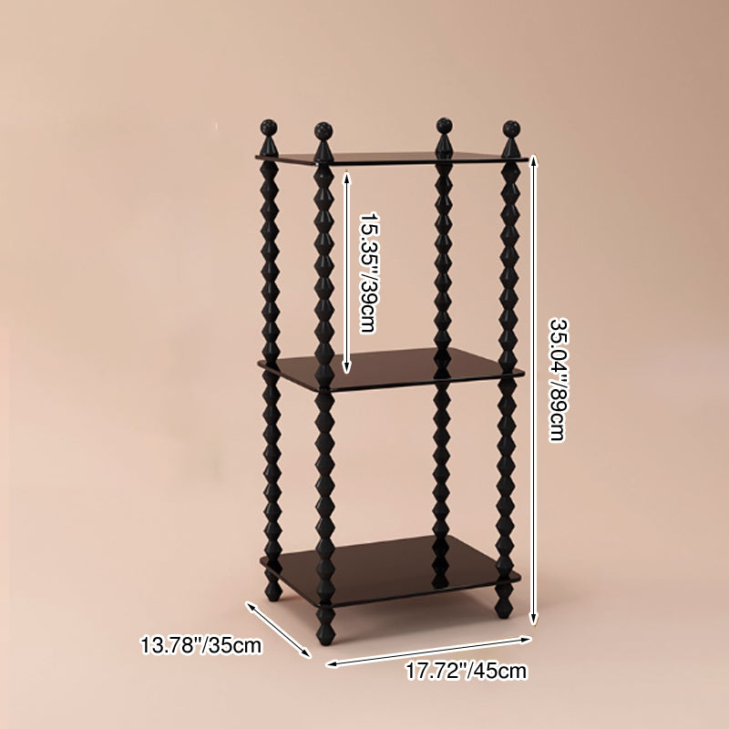 Traditional French-Style Solid Rubberwood & Acrylic Rectangular Spiral Column Display Rack – 2/3/4/5-Tier for Living Room or Bedroom