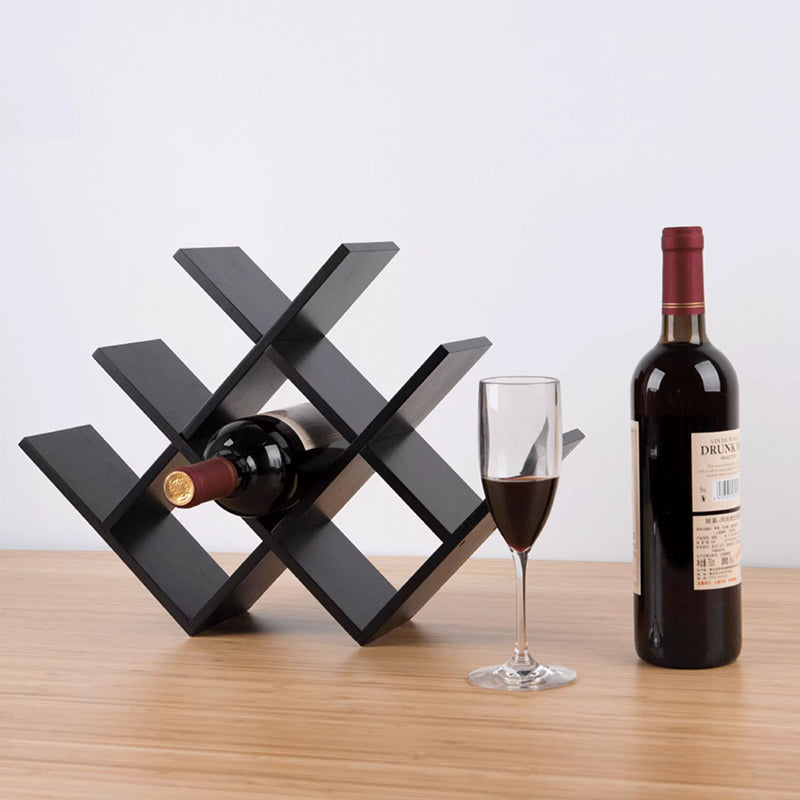 Sleek Bamboo W-Shape 8-Bottle Wine Rack – Minimalist Countertop Display for Your Kitchen