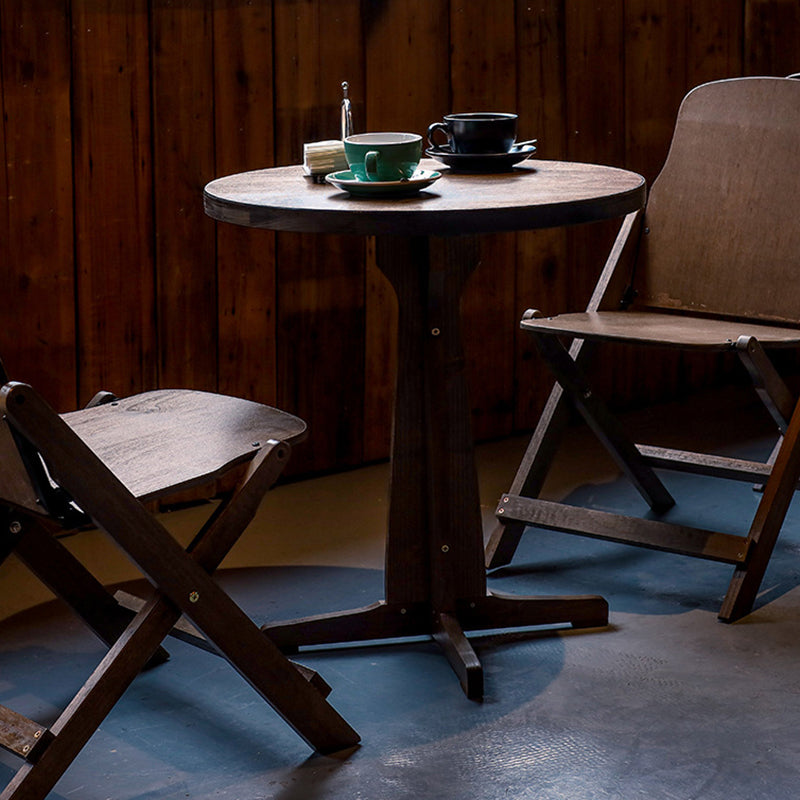 Contemporary Retro Solid Wood, Plywood & Iron Coffee Table & Chair Set – Round & Square Design for Balcony & Living Room