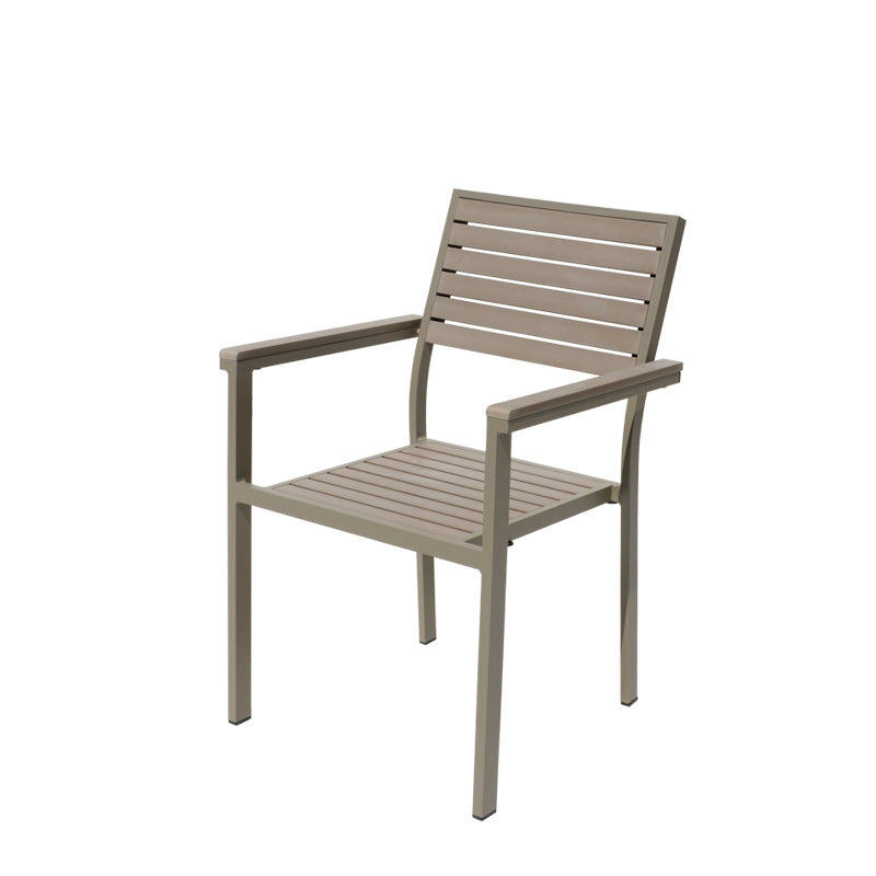 Modern Minimalist Outdoor Coffee Table & Chair Set – Striped, Square & Rectangular, Made from Plastic, Wood & Aluminum for Patio