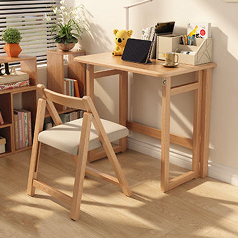 Modern Simplicity Rubber Wood Foldable Desk & Chair Set – Rectangular Study Table, Space-Saving Design