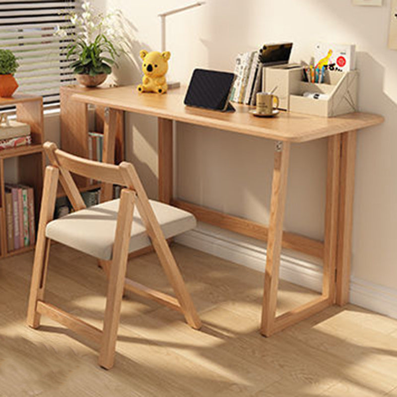 Modern Simplicity Rubber Wood Foldable Desk & Chair Set – Rectangular Study Table, Space-Saving Design