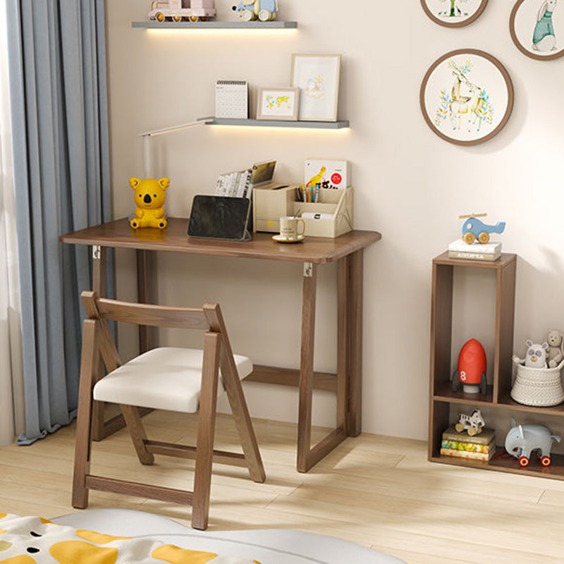 Modern Simplicity Rubber Wood Foldable Desk & Chair Set – Rectangular Study Table, Space-Saving Design