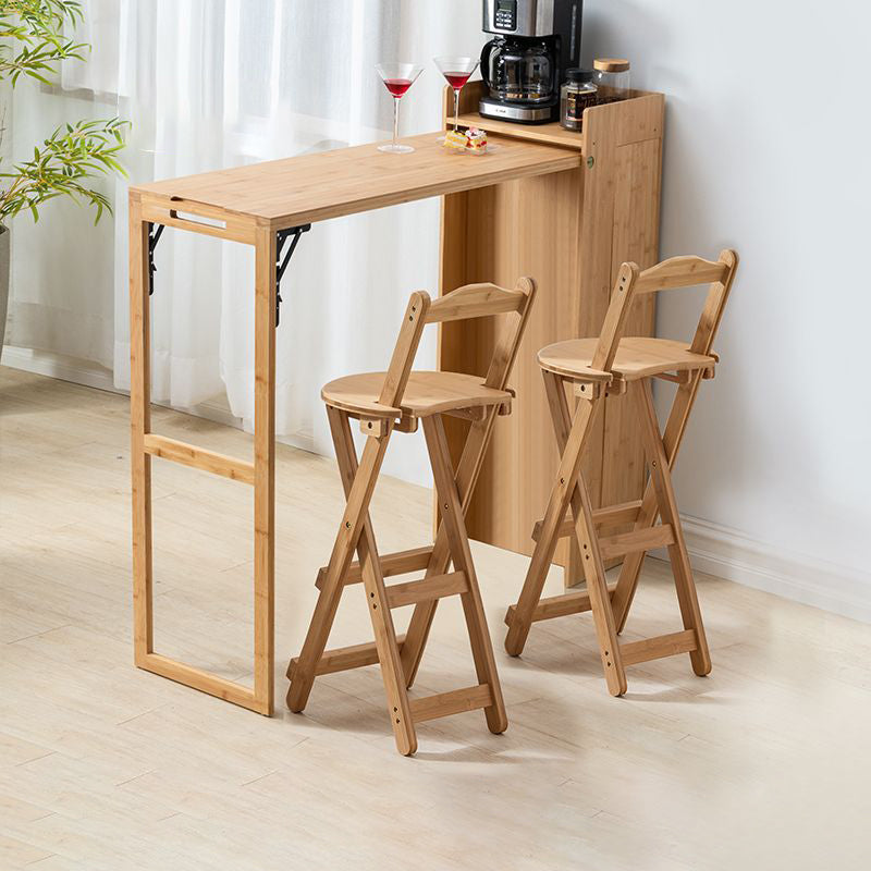 Contemporary Bamboo Foldable Bar Table & Chair Set - Rectangular, Space-Saving Dining Room Furniture