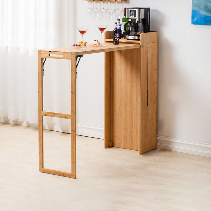 Contemporary Bamboo Foldable Bar Table & Chair Set - Rectangular, Space-Saving Dining Room Furniture