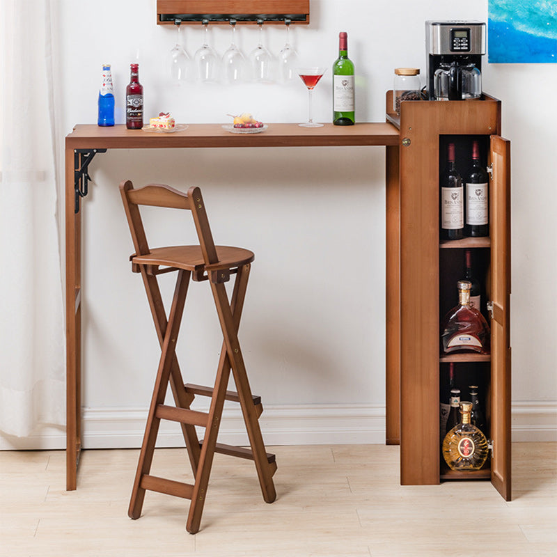Contemporary Bamboo Foldable Bar Table & Chair Set - Rectangular, Space-Saving Dining Room Furniture