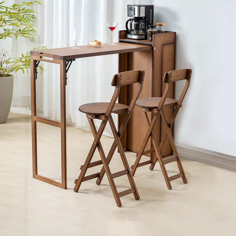 Contemporary Bamboo Foldable Bar Table & Chair Set - Rectangular, Space-Saving Dining Room Furniture