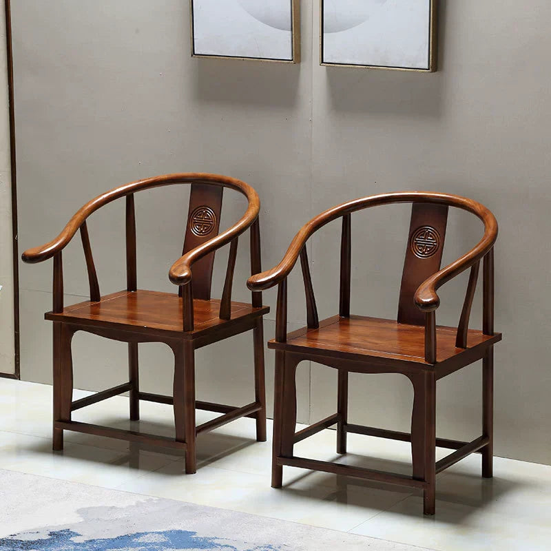 Traditional Chinese Solid Wood Square Carved Coffee Table & Chair Set for Living Room - Elegant, Durable Living Room Furniture
