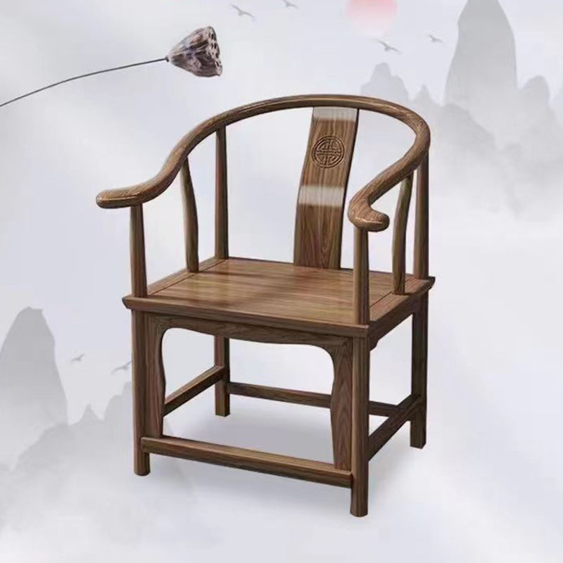 Traditional Chinese Solid Wood Square Carved Coffee Table & Chair Set for Living Room - Elegant, Durable Living Room Furniture