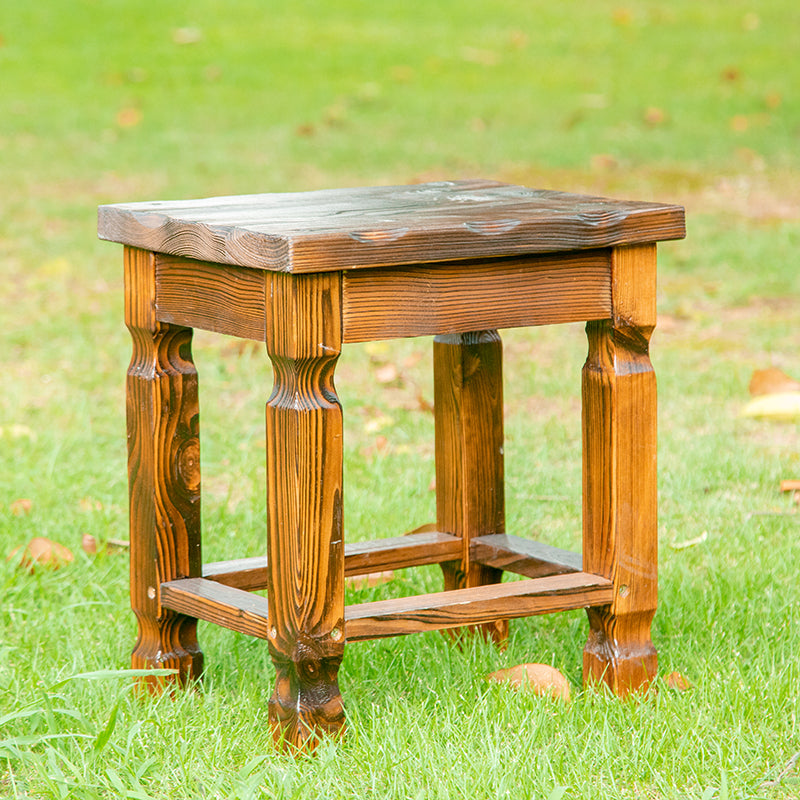 Stylish Contemporary Retro Solid Wood Square Outdoor Coffee Table & Stool Set for Patio