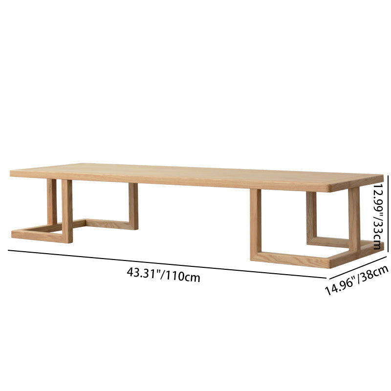 Elegant Traditional Japanese Ash Wood Rectangular Low Coffee Table and Chair Set for Living Room