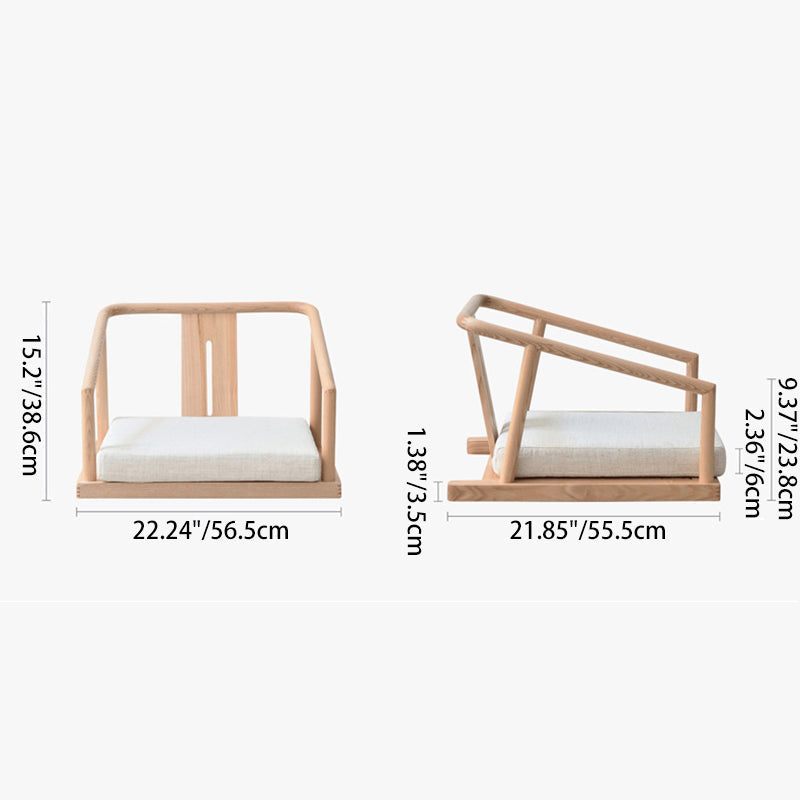 Elegant Traditional Japanese Ash Wood Rectangular Low Coffee Table and Chair Set for Living Room