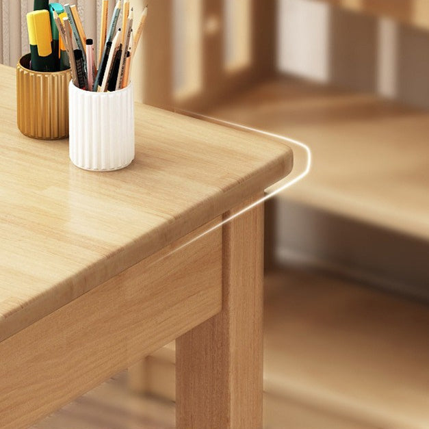 Modern Nordic Rectangular Desk & Chair Set in Rubber Wood & Pine – 2-Drawer Study Desk