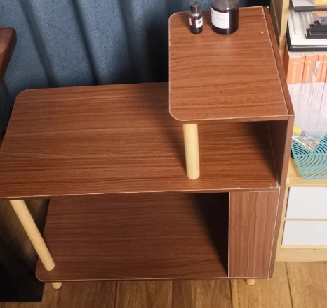 Sleek Modern Minimalist Solid Wood 3-Tier Rectangular Side Table for Bedroom