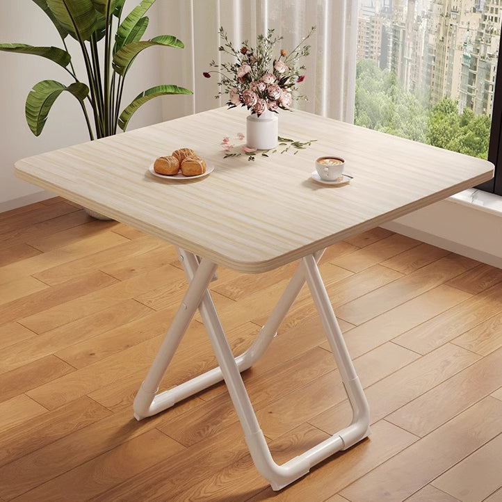 Modern Minimalist Foldable Dining Table with X-Shape Iron-Pipe Base and High-Density Top - Round or Square, Seats 2-6